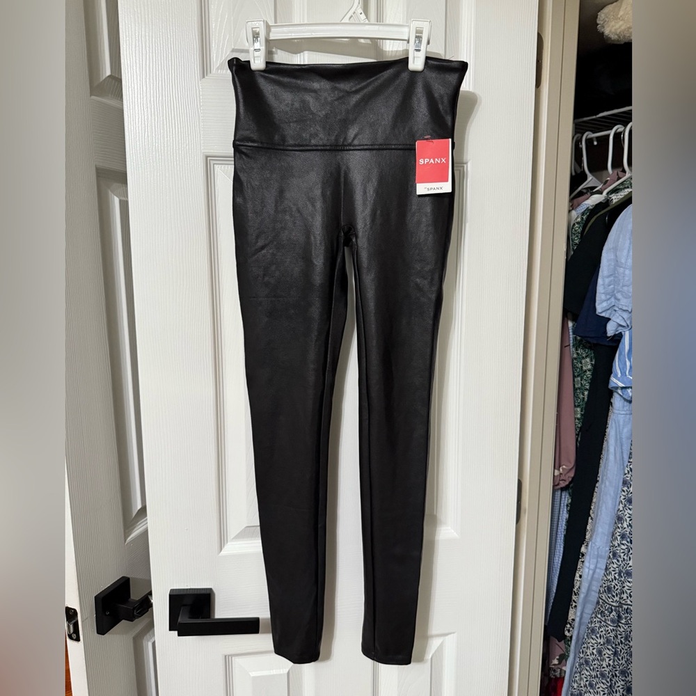 NWT SPANX Black Faux Leather Leggings